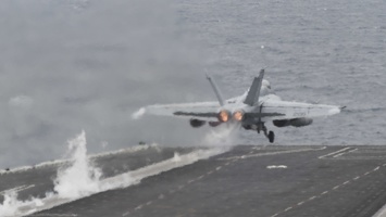 403-6267 USS Reagan - From Vulture's Row - F-18 Hornet
